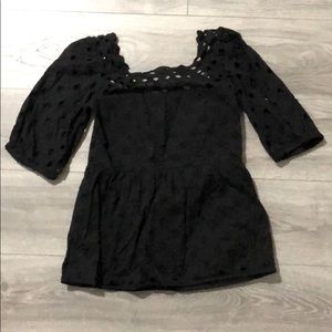 French Connection Black Eyelet Blouse